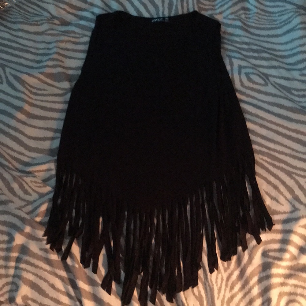 Boho Festive Black Fringe Tank